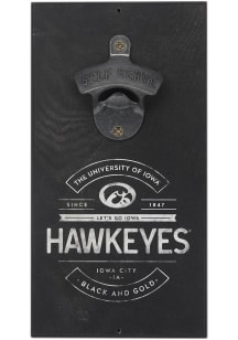 Iowa Hawkeyes Mounted Bottle Opener Sign - Black