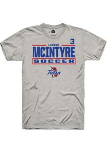 Lauren McIntyre Tulsa Golden Hurricane Ash NIL Stacked Box Short Sleeve Player T Shirt