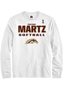 Corinne Martz Western Michigan Broncos White NIL Stacked Box Long Sleeve Player T Shirt