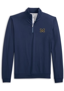 Johnnie O Michigan Wolverines Mens Navy Blue Motion Long Sleeve Qtr Zip Pullover