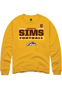 Jarvarius Sims Western Michigan Broncos Mens Gold Football NIL Stacked Box Player Crew