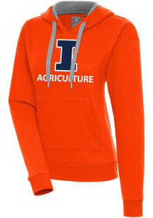 Antigua Illinois Fighting Illini Womens Orange Illinois Agriculture Victory Hooded Sweatshirt