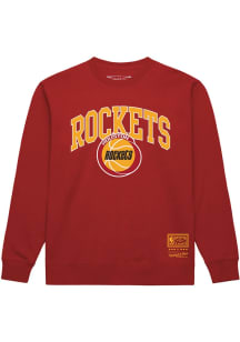Mitchell and Ness Houston Rockets Mens Red Nostalgia Long Sleeve Crew Sweatshirt