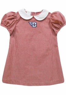 Vive La Fete Dayton Flyers Toddler Girls Red Gingham Collar Short Sleeve Dress