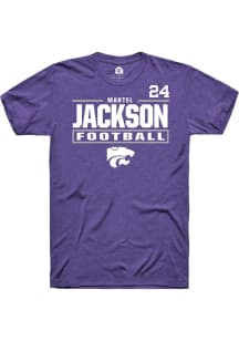 Martel Jackson K-State Wildcats Purple Football NIL Stacked Box Short Sleeve Player T Shirt