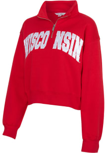 Wisconsin Badgers Womens Red Sport Fleece Qtr Zip