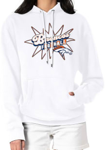 Starter Denver Broncos Mens White Drive-In Sign Long Sleeve Hoodie