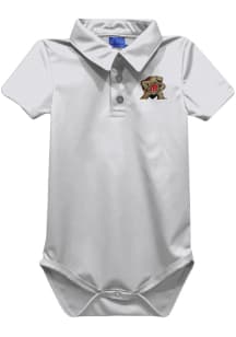 Vive La Fete Maryland Terrapins Baby White Team Short Sleeve One Piece Polo