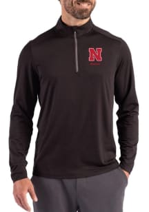 Cutter and Buck Nebraska Cornhuskers Mens Black Alumni Coastline Long Sleeve Qtr Zip Pullover