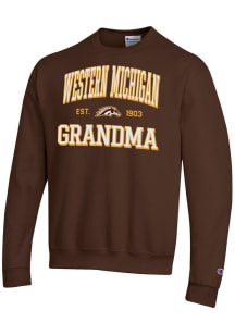 Champion Western Michigan Broncos Mens Brown Est. Date Grandma Powerblend Long Sleeve Crew Sweatsh..