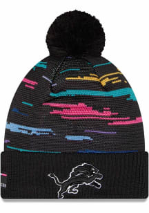 New Era Detroit Lions Black 2026 Crucial Catch Cuff Pom Mens Knit Hat