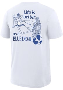 Nike Duke Blue Devils White Cotton Slub Crew Short Sleeve Fashion T Shirt