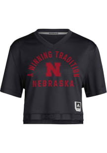 Nebraska Cornhuskers Womens Adidas Cropped Fashion Football Jersey - Black