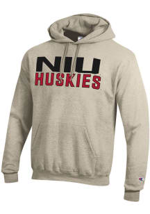 Champion Northern Illinois Huskies Mens Oatmeal Stacked Powerblend Long Sleeve Hoodie