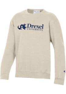 Champion Drexel Dragons Youth Oatmeal Powerblend Long Sleeve Crew Sweatshirt