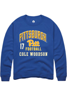 Cole Woodson Pitt Panthers Mens Blue Football NIL Arch Logo Player Crew
