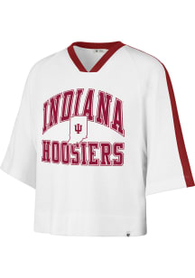 47 Indiana Hoosiers Womens White Drop Needle Short Sleeve T-Shirt