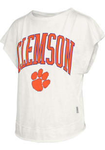 Pressbox Clemson Tigers Womens White Nelson Movement Short Sleeve T-Shirt