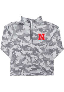 Vive La Fete Nebraska Cornhuskers Toddler Grey Camo Long Sleeve Qtr Zip