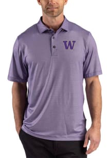 Cutter and Buck Washington Huskies Mens Purple Lattice Short Sleeve Polo