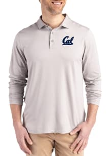 Cutter and Buck Cal Golden Bears Mens Grey Coastline Long Sleeve Polo Shirt