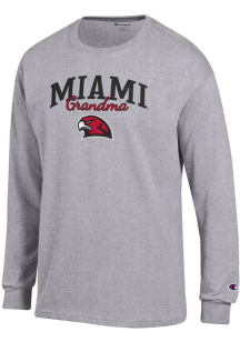 Champion Miami RedHawks Grey Grandma Script Jersey Long Sleeve T Shirt
