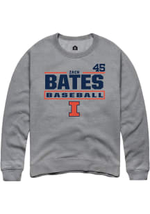 Zach Bates Illinois Fighting Illini Mens Graphite NIL Stacked Box Player Crew