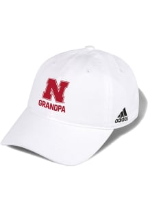 Adidas Nebraska Cornhuskers Grandpa Washed Slouch Adjustable Hat - White