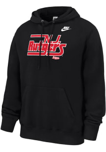 Nike Rutgers Scarlet Knights Mens Black Throwback Wordmark Club Fleece Long Sleeve Hoodie