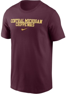 Nike Central Michigan Chippewas Maroon Stacked Name Short Sleeve T Shirt