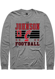 Zion Johnson Cincinnati Bearcats Grey Football NIL Striped Long Sleeve Player T Shirt