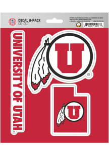 Logo Brands Utah Utes 3 Pack Auto Decal - Red