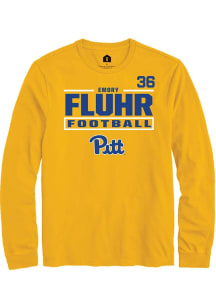 Emory Fluhr Pitt Panthers Gold Football NIL Stacked Box Long Sleeve Player T Shirt