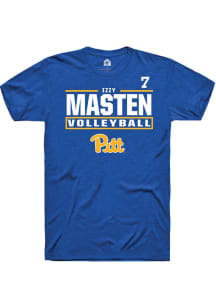 Izzy Masten Pitt Panthers Blue NIL Stacked Box Short Sleeve Player T Shirt