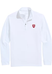 Vineyard Vines Harvard Crimson Mens White Clubhouse Long Sleeve Qtr Zip Pullover