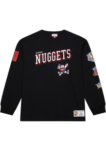 Mitchell and Ness Denver Nuggets Black Training Camp Long Sleeve Fashion T Shirt
