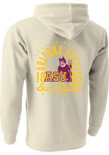 Arizona State Sun Devils Mens Oatmeal Mascot Overlay Long Sleeve Hoodie