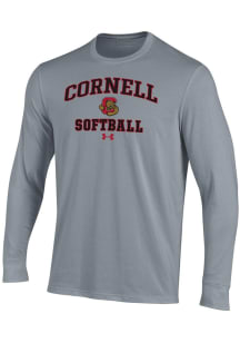 Under Armour Cornell Big Red Grey Softball Performance Long Sleeve T Shirt