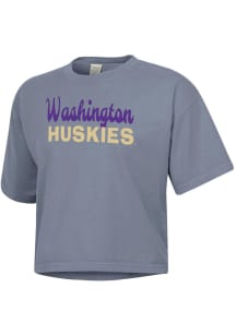 Gear For Sports Washington Huskies Womens Grey Short Script  Boxy Short Sleeve T-Shirt