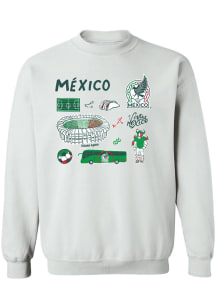Vive La Fete Mexico National Team Womens White Jean Impressions Crew Sweatshirt