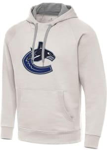 Antigua Vancouver Canucks Mens White Full Front Victory Long Sleeve Hoodie