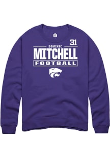Dominic Mitchell K-State Wildcats Mens Purple Football NIL Stacked Box Player Crew