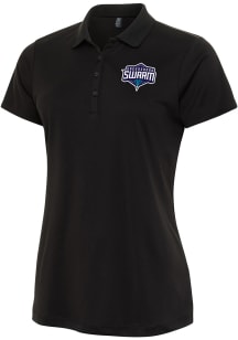 Antigua Greensboro Swarm Womens Black Flex Short Sleeve Polo Shirt