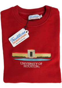 Houston Cougars Mens Red Campus Long Sleeve Crew Sweatshirt