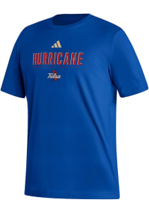 Adidas Tulsa Golden Hurricane Blue Heat Seal Fresh Short Sleeve T Shirt