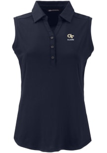 Cutter and Buck GA Tech Yellow Jackets Womens Navy Blue Alumni Forge Eco Polo Shirt