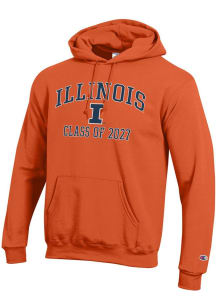 Champion Illinois Fighting Illini Mens Orange Font Class of 2027 Powerblend Long Sleeve Hoodie
