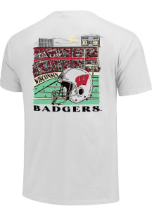 Wisconsin Badgers White Football Stadium Helmet Short Sleeve T Shirt