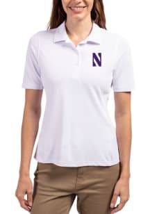 Cutter and Buck Northwestern Wildcats Womens White Virtue Eco Pique Short Sleeve Polo Shirt