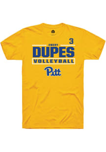 Emery Dupes Pitt Panthers Gold NIL Stacked Box Short Sleeve Player T Shirt